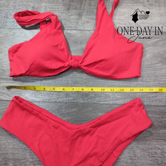 Aleumdr High Cut Knot Front Cheeky Bikini Swimsuit Size L - Picture 2 of 4